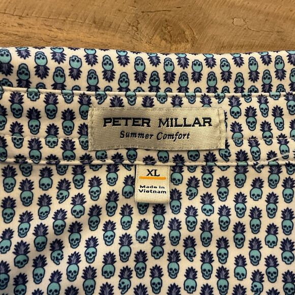 Peter Millar Summer Comfort Skull Print Golf Performance Polo Belfair Club XL - Picture 4 of 8